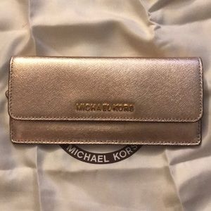 champagne metallic michael kors wallet